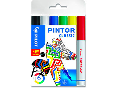 Hobby marker, Assorteret, 1.0 mm, 6 stk, Pilot Pintor Classic Mix