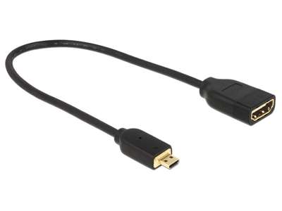 DeLOCK 0.2m, HDMI-A/HDMI Micro-D HDMI-kabel 0,2 m HDMI Type D (Micro) HDMI Type A (Standard) Sort