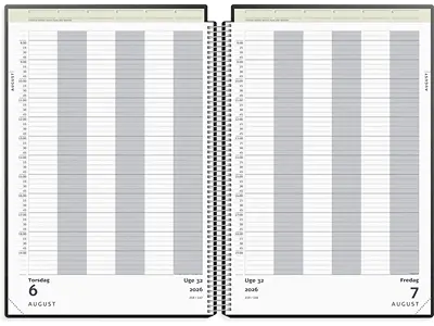 Kalender, 2026, Aftale, 6 personer, 1 dag pr. side, Sort, Mayland