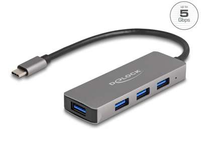 DeLOCK 63173 interface hub USB 3.2 Gen 1 (3.1 Gen 1) Type-C 5000 Mbit/s Sort