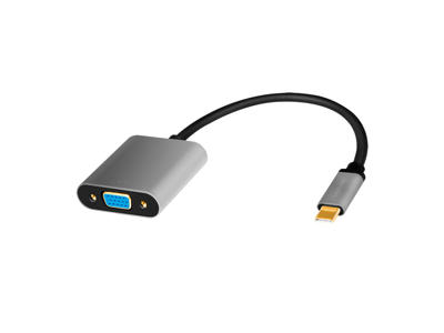 LogiLink CUA0104 videokabel adapter 0,15 m USB Type-C VGA (D-Sub) Sort, Grå