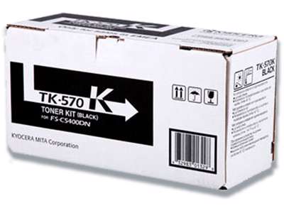 Toner, TK-570, Black-sort, 16.000 sider, Kyocera 