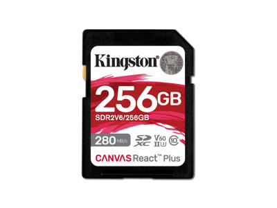 Kingston Technology 256 GB Canvas React Plus SDXC UHS-II 280R/150W U3 V60 til fuld HD/4K