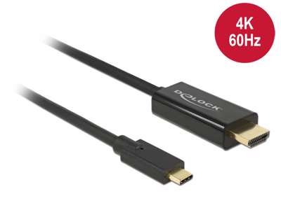 DeLOCK 85290 videokabel adapter 1 m USB Type-C HDMI Sort