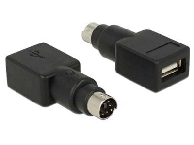 DeLOCK 65898 kabel kønsskifter PS/2 USB Type-A Sort, Rustfrit stål