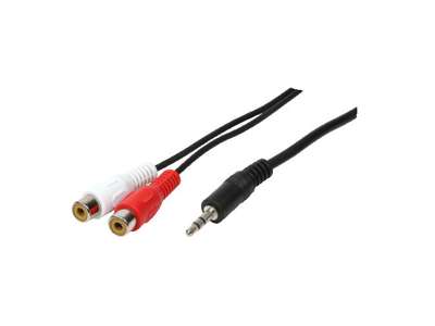 LogiLink 1x3.5mm - 2xRCA, 0.2m lydkabel 0,2 m 3.5mm Sort