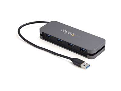 StarTech.com 4 Port USB 3.0 Hub - USB-A to 4x USB-A - SuperSpeed 5Gbps Portable USB 3.1 Gen 1 Type-A Hub - USB Bus Powered - Laptop/Desktop USB Hub with Long Cable 28cm & Cable Management~4 Port USB 3.0 Hub - USB-A to 4x USB-A - SuperSpeed 5Gbps Portable USB 3.2 Gen 1 Type-A Hub - USB Bus Powered - Laptop/Desktop USB Hub with Long Cable 28cm & Cable Management