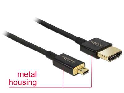 DeLOCK 85119 HDMI-kabel 0,25 m HDMI Type A (Standard) HDMI Type D (Micro) Sort