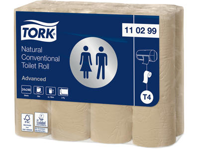 Toiletpapir, Udvendig oprulning, 2 lag, 24 ruller, Tork Advanced T4