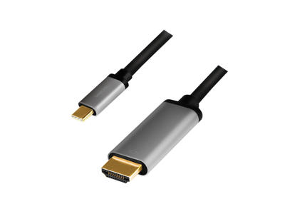 LogiLink CUA0101 kabel kønsskifter USB 3.2 Gen1 Type-C HDMI-A Sort, Grå