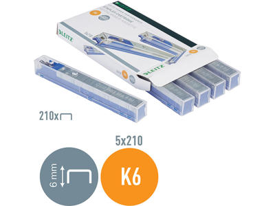 Hæfteklammekassette, K6 26/6 mm, 5x210 klammer, HD 5551, Leitz Power Performance K6 Blå