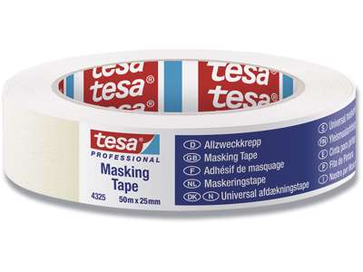 Tape - maler, Alment brug, 25mm x 50m, 1 rulle, Tesa 4325