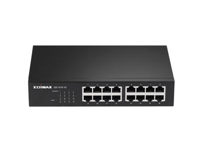 Edimax GS-1016 V2 netværksswitch Administreret Gigabit Ethernet (10/100/1000) Sort