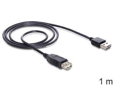 DeLOCK EASY-USB 2.0-A - USB 2.0-A, 1m USB-kabel USB A Sort