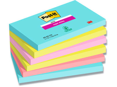 Memonotes, 76x127 mm, Assorteret Cosmic, 6 blokke, Post-it Super Sticky 