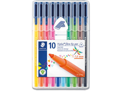 Marker, Rund spids, 1 mm, 10 assorteret, Staedtler Triplus Color 323