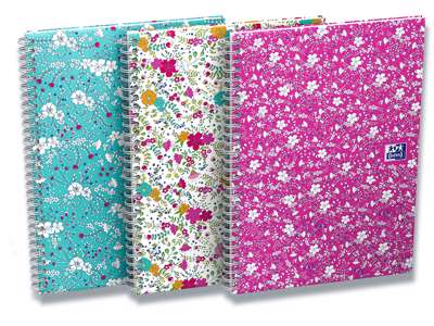 Notesblok, A5, Kvadreret, Assorterede blomstermotiv, Oxford Floral Notebook Scribzee