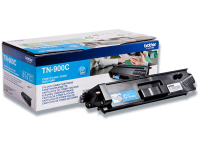 Toner, TN900C, Cyan-blå, 6.000 sider, Brother 