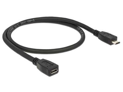 DeLOCK 0.5m USB 2.0 USB-kabel 0,5 m Micro-USB B Sort