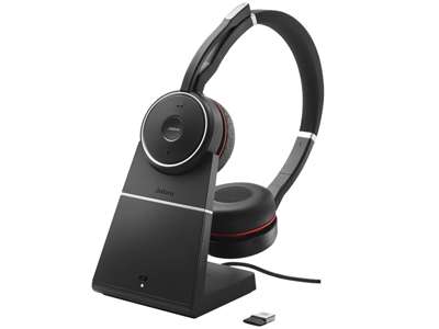 Jabra Evolve 75 UC Stereo Headset Kabel & trådløs Kontor/Callcenter Micro-USB Bluetooth Sort