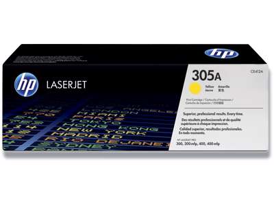 Toner, 305A, Yellow-gul, 2.600 sider, HP CE412A