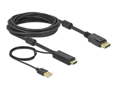 DeLOCK 85966 videokabel adapter 5 m HDMI Type A (Standard) DisplayPort + USB Type-A Sort