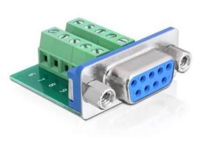 DeLOCK 65268 kabel kønsskifter Sub-D 9 pin Terminal block 10 pin Grøn