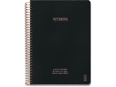 Notesblok, A5, Kvadreret, Black, Kozo Premium