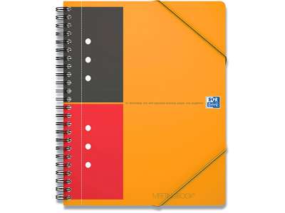 Notesblok, A5+, Linjeret, Sort-rød-orange, Oxford International MeetingBook Scribzee