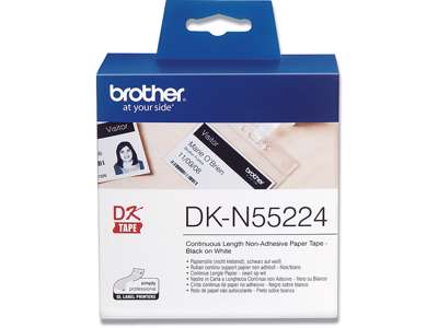 Labeltape, 54mm x 30.48m, 1 rulle, Hvid, Brother P-Touch DK-N55224