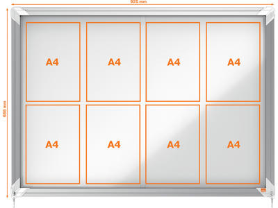 Opslagsskab, 8xA4, Magnetisk, Skydelåge, Indendørs brug, Nobo Premium Plus