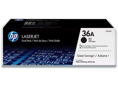 Tonere, 36A, Black-sort, Dual pack, HP CB436AD