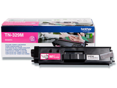 Toner, TN329M, Magenta-rød, 6.000 sider, Brother 