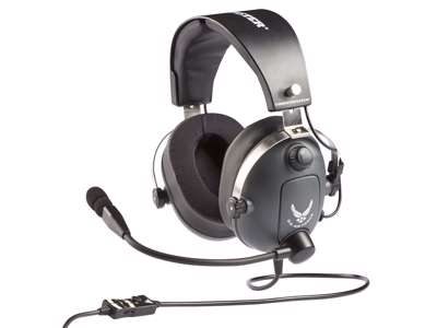 Thrustmaster T.Flight U.S. Air Force Hovedtelefoner Ledningsført Headset Luftfart/flyveledelse Sort, Grå