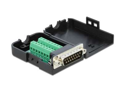 DeLOCK 66568 kabel kønsskifter serial Sub-D15 16 pin terminal block Sort