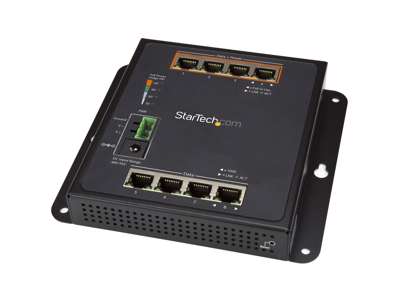 StarTech.com IES81GPOEW netværksswitch Administreret L2 Gigabit Ethernet (10/100/1000) Strøm over Ethernet (PoE) Sort