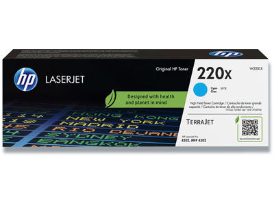 Toner, 220X, Cyan-blå, 5.500 sider, HP W2201X