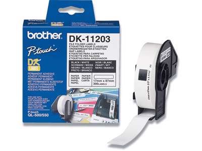 Labeltape, Arkivmappe etiketter, 17 x 87 mm, 1 rulle, Brother P-Touch DK-11203