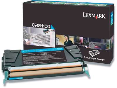 Toner, C748H1CG, Cyan-blå, 10.000 sider, Lexmark 