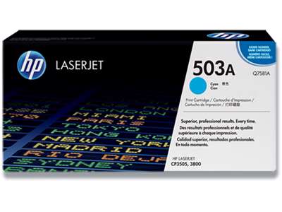 Toner, 503A, Cyan-blå, 6.000 sider, HP Q7581A