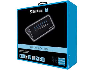 Sandberg USB 3.0 Hub 6+1 ports