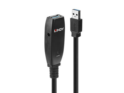 Lindy 43322 USB-kabel USB 3.2 Gen 1 (3.1 Gen 1) 15 m USB A Sort