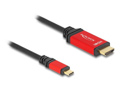 DeLOCK 80097 videokabel adapter 3 m USB Type-C HDMI Sort, Rød