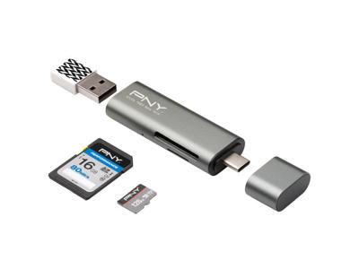 PNY R-TC-UA-3N1E01-RB kortlæser USB 3.2 Gen 1 (3.1 Gen 1) Type-C Metallic