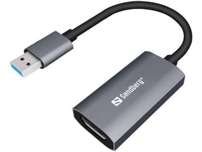 Sandberg 134-19 USB grafisk adapter Grå