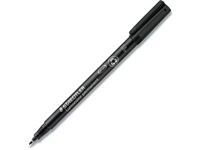 Marker, Rund spids, 0.6 mm, Sort, Staedtler Lumocolor 318 F