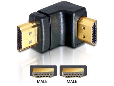 DeLOCK Adapter HDMI male > HDMI male 90° down HDMI 1.3 Sort