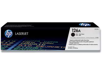 Toner, 126A, Black-sort, 1.200 sider, HP CE310A