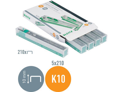 Hæfteklammekassette, K10 26/10, 5x210 klammer, HD 5551, Leitz Power Performance K10 Grøn