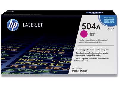 Toner, 504A, Magenta-rød, 7.000 sider, HP CE253A